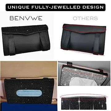 BENVWE Bling Car Visor Mask Holder with Glitter Hook