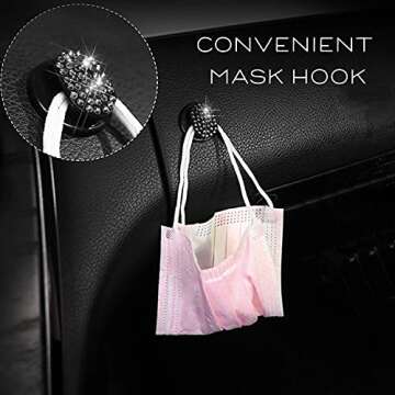 BENVWE Bling Car Visor Mask Holder Sparkling Crystals Car Visor Tissue Holder with 1 Glitter Mask Hook, Cvmh-Black, Black