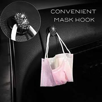 BENVWE Bling Car Visor Mask Holder with Glitter Hook