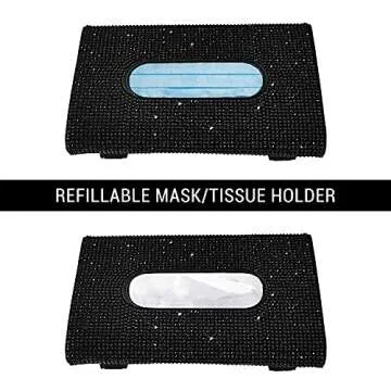 BENVWE Bling Car Visor Mask Holder with Glitter Hook