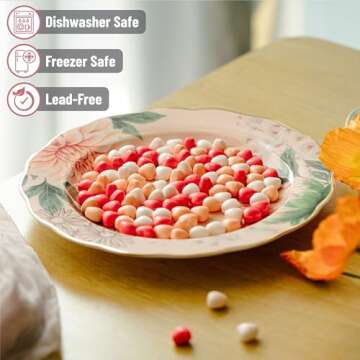 BTaT Porcelain Floral Plates - Elegant Dinnerware Set