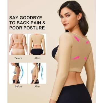 BRABIC Upper Arm Shaper Post Surgical Slimmer Compression Sleeves Posture Corrector Tops Shapewear f...