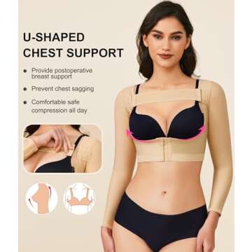 BRABIC Upper Arm Shaper Post Surgical Slimmer Compression Sleeves Posture Corrector Tops Shapewear for Women (Beige Long Sleeve, Medium)