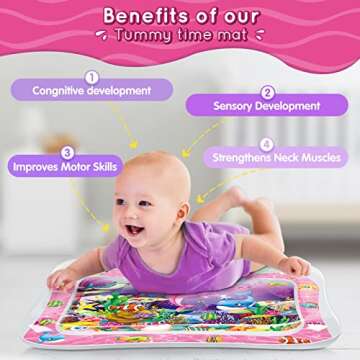 Infinno Tummy Time Water Mat for Babies, Baby Toys for 3 6 9 Months Girls and Boys Sensory Developme...