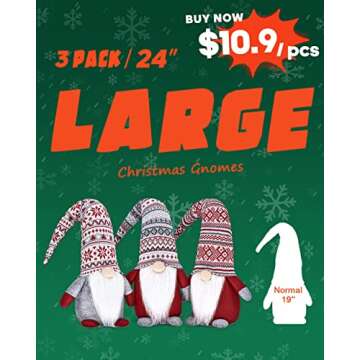 Simple Art Christmas Gnomes Decorations Indoor Home Decor, Holiday Indoor Knomes,Gnomes Christmas De...