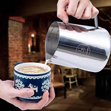 Milk Frothing Pitcher 32oz,Espresso Steaming Pitcher 32oz,Espresso Machine Accessories,Milk Frother Cup 32oz,Milk Coffee Cappuccino Latte Art,Stainless Steel Jug