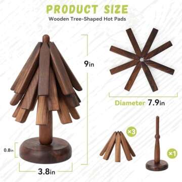 Unique Black Walnut Wood Trivet Set: Artistic Kitchen Decor & Coasters