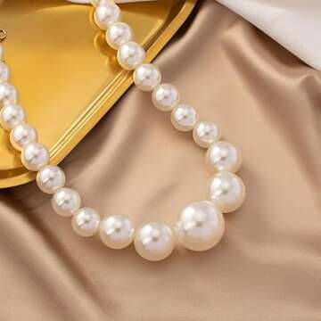 Faux Pearl Choker Necklaces for Women Big Pearl Necklace Chunky Pearl Necklace Exaggerated Large Pearl Choker Necklace Dainty Statement Bride Wedding Jewelry Gifts (A-pearl)