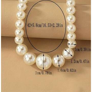 Faux Pearl Choker Necklaces for Women Big Pearl Necklace Chunky Pearl Necklace Exaggerated Large Pearl Choker Necklace Dainty Statement Bride Wedding Jewelry Gifts (A-pearl)