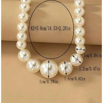 Faux Pearl Choker Necklaces for Women Big Pearl Necklace Chunky Pearl Necklace Exaggerated Large Pearl Choker Necklace Dainty Statement Bride Wedding Jewelry Gifts (A-pearl)