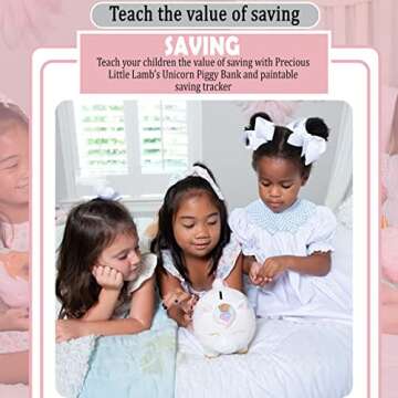 Unicorn Piggy Bank for Kids - Hand Painted Ceramic Piggy Bank for Girls with Plug - Personalized Unicorn Toy for Kids - Room Decor - Cute Birthday Gift for Your Boys & Girls