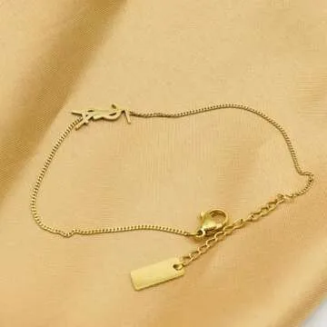 LOMBEX Gold Initial Bracelets for Women Girls Gifts - 18K Gold Plated Letter Initial Bracelet Dainty Gold Bracelets for Women Initial Bracelets for Women Teen Girl Gifts Trendy Jewelry, Medium