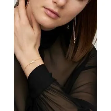 LOMBEX Gold Initial Bracelets for Women Girls Gifts - 18K Gold Plated Letter Initial Bracelet Dainty Gold Bracelets for Women Initial Bracelets for Women Teen Girl Gifts Trendy Jewelry, Medium