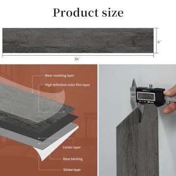 MULGREAT Peel and Stick Floor Tile, 54 Sq.Ft Self Adhesive Vinyl Flooring Plank, 36 Pieces Waterproof Heavy Duty Wood Grain Tiles, 36"x6" DIY Planks for Apartment Bathroom, Wooden Knot Pattern