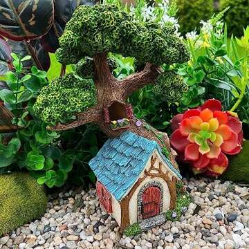Mood Lab Fairy House - Fairy Garden Miniature Tree House - 8.5 Inch Tall Outdoor Decor for Fairies F...