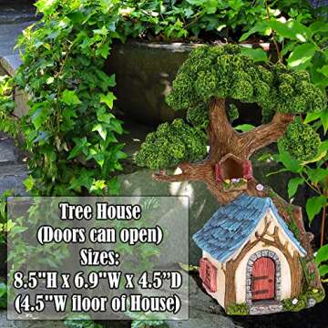 Mood Lab Fairy House - Fairy Garden Miniature Tree House - 8.5 Inch Tall Outdoor Decor for Fairies Figurines