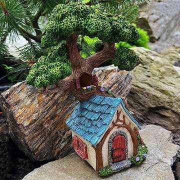 Mood Lab Fairy House - Fairy Garden Miniature Tree House - 8.5 Inch Tall Outdoor Decor for Fairies Figurines