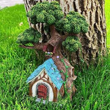 Mood Lab Fairy House - Fairy Garden Miniature Tree House - 8.5 Inch Tall Outdoor Decor for Fairies Figurines