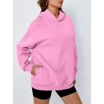 Trendy Queen Womens Oversized Hoodies Fleece Hooded Sweatshirts Casual Pullover Fall Winter Outfits Long Sleeve Tops 2025 Pink L