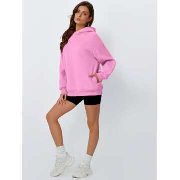 Trendy Queen Womens Oversized Hoodies Fleece Hooded Sweatshirts Casual Pullover Fall Winter Outfits Long Sleeve Tops 2025 Pink L