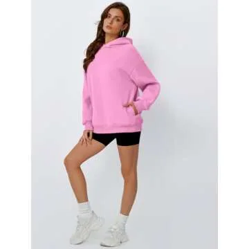 Trendy Queen Womens Oversized Hoodies Fleece Hooded Sweatshirts Casual Pullover Fall Winter Outfits Long Sleeve Tops 2025 Pink L