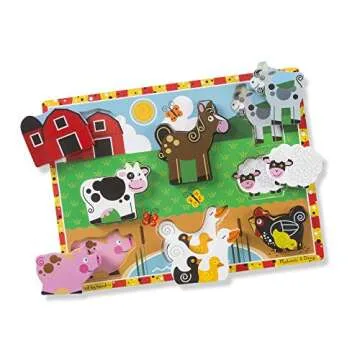 Melissa & Doug Wooden Chunky Puzzles Set - Farm and Pets Wooden Puzzles for Toddlers, For Kids Ages 2+