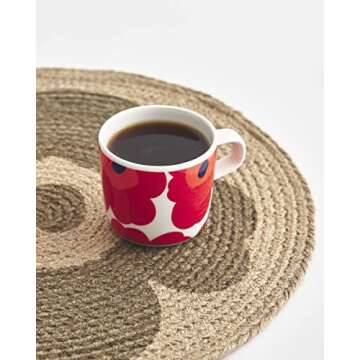 MARIMEKKO Oiva Unikko Stoneware Mug (Red) — Refine Your Kitchen Décor with Our Iconic Stoneware ?...