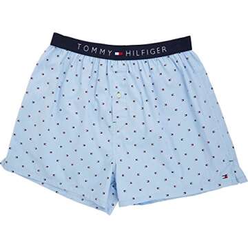 Tommy Hilfiger Men's Underwear Woven Boxers, Ice, Large