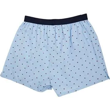 Tommy Hilfiger Men's Underwear Woven Boxers, Ice, Large