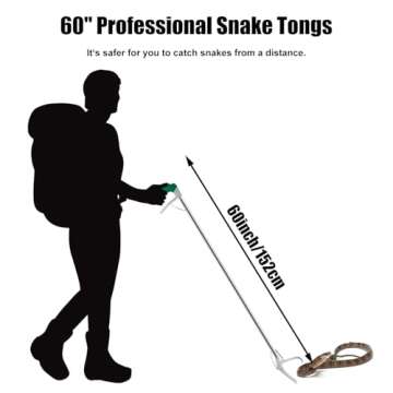 60" Professional Snake Tongs - Heavy Duty Extra Long Grabber Tool for Safe Handling