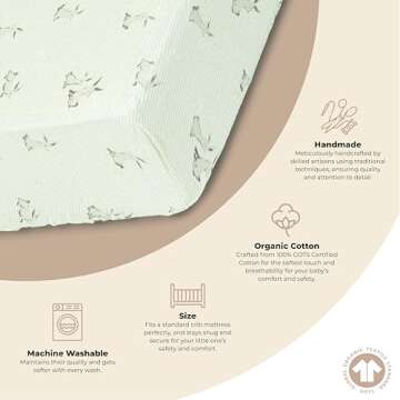 Crane Baby Organic Cotton Bunny Fitted Crib Sheet - Soft and Eco-Friendly