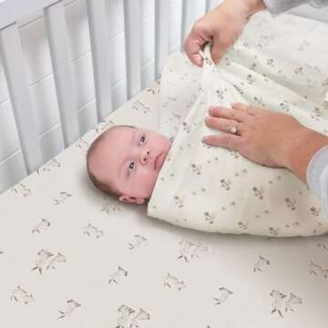 Crane Baby Organic Cotton Bunny Crib Sheet - Soft & Multi-Use
