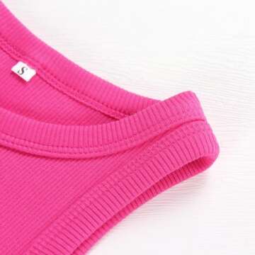 Artfish Women Casual Basic Sleeveless High Neck Rib-Knit Front Racerback Crop Tank Top Rose Red,XS