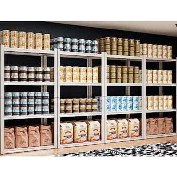 Raybee Garage Shelving Heavy Duty Load 1600LBS Garage Storage Shelves Adjustable Heavy Duty Shelving 4 Tier Metal Shelving for Storage White Metal Shelves for Kitchen Pantry 27.5" W x 13.8" D x 57" H