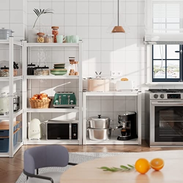 Raybee Garage Shelving Heavy Duty Load 1600LBS Garage Storage Shelves Adjustable Heavy Duty Shelving 4 Tier Metal Shelving for Storage White Metal Shelves for Kitchen Pantry 27.5" W x 13.8" D x 57" H