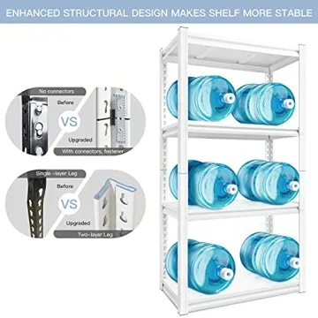 Raybee Garage Shelving Heavy Duty Load 1600LBS Garage Storage Shelves Adjustable Heavy Duty Shelving 4 Tier Metal Shelving for Storage White Metal Shelves for Kitchen Pantry 27.5" W x 13.8" D x 57" H