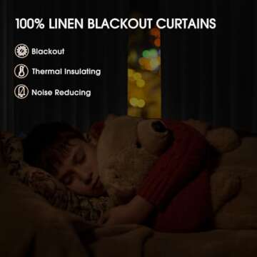 CAPALOCA Linen Pinch Pleated Curtains Blackout 100% Black Out Curtains 95 Inches Long 2 Panels with ...