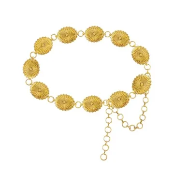 TOPACC Western Metal Oval Concho Chain Belt for Women Bronze Cowgirl Belt for Dress Jeans Rodeo Coun...