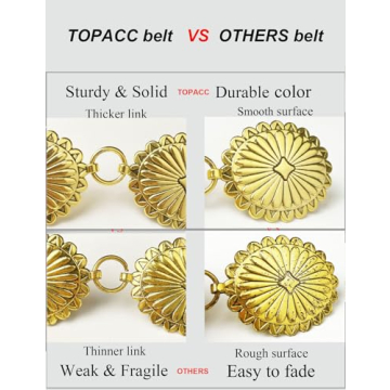 TOPACC Western Concho Chain Belt for Women Stylish Accessory