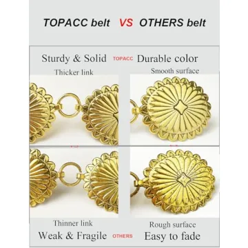 TOPACC Western Concho Chain Belt for Women Stylish Accessory