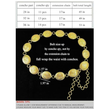 TOPACC Western Concho Chain Belt for Women Stylish Accessory