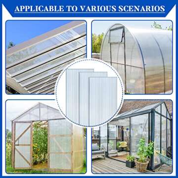 Hotop Polycarbonate Greenhouse Panels Double Layer Polycarbonate Panels Waterproof UV Protected Sheet Corrugated Plastic Roof Greenhouse Replacement Cover(3 Pcs,4' X 2' X 0.02')