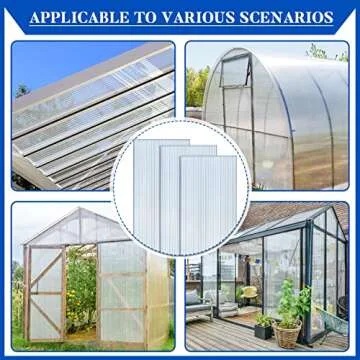 Hotop Polycarbonate Greenhouse Panels Double Layer Polycarbonate Panels Waterproof UV Protected Sheet Corrugated Plastic Roof Greenhouse Replacement Cover(3 Pcs,4' X 2' X 0.02')