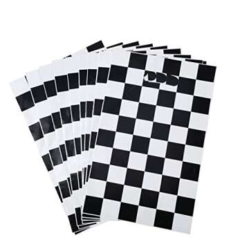 Rainmae 50 Pcs Race car Goodie Gift Bags, Racing Treat Gift Bags, Candy Party Favors Bags, Black and White Checkered Party Supplies for Two Fast Themed Kids Birthday Baby Shower Party Decoration
