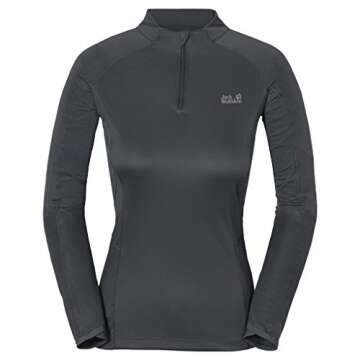 Jack Wolfskin Women's Passion Trail Chill Half Zip Hoodie, Ebony, Large