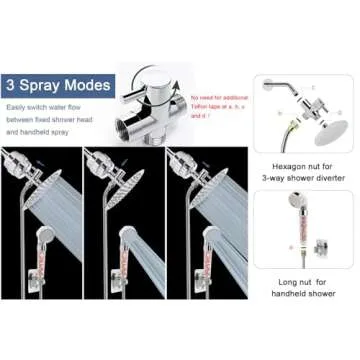 HarJue Filtered Shower Head, High Pressure 8″ Round Showerhead with Filter Combo for Hard Water, Remove Chlorine Fluoride and Harmful Substances- 1 Replaceable Filter Cartridge, Chrome