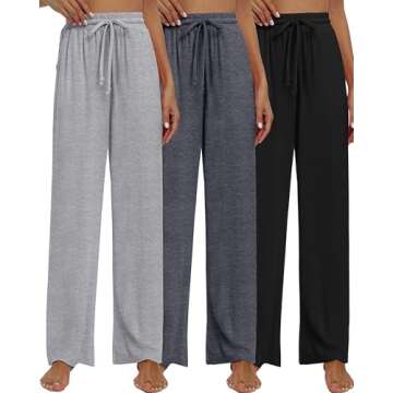 Neer 3 Pack Women's Baggy Sweatpants with Pockets, Wide Leg Yoga Pants Cozy Thick Lounge Pants Draws...