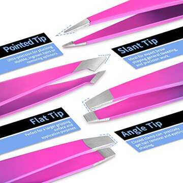 Eyebrow Tweezer Set, TsMADDTs 6PCS Tweezers Set for Women, Precision Tweezer for Eyebrows with Curve...