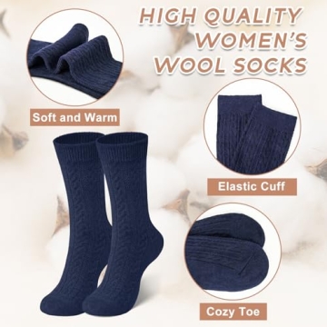 Warm Wool Socks for Women - 5 Pairs for Winter