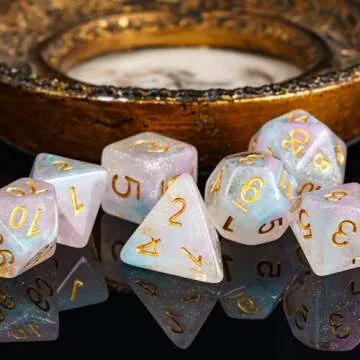 UDIXI Glitter DND Dice Set - 7-die Colorful Polyhedral Dice